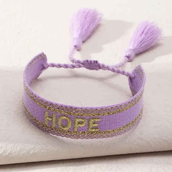 Hope Bohemia Embroidery letter tassel Bracelet handmade Adjustable Rope - Picture 3 of 5